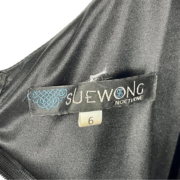 SUE WONG Y2K SILK PLUNGE HALTER STUDDED FLORAL SEXY CUTOUT FORMAL GOWN DRESS - Picture 16 of 16